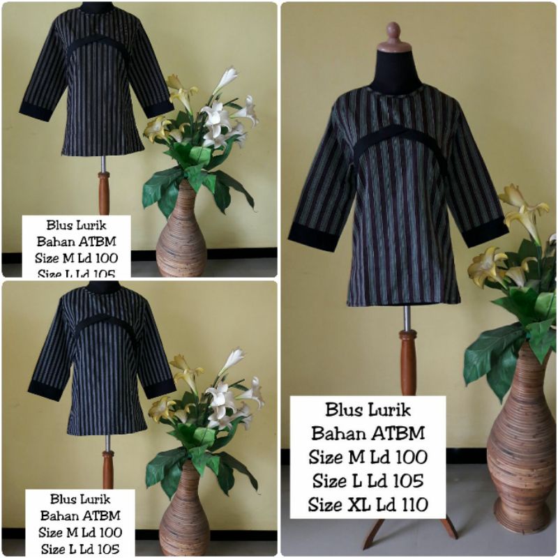 Blouse blus lurik tenun ATBM. M L XL. lurik kecil.pekalongan
