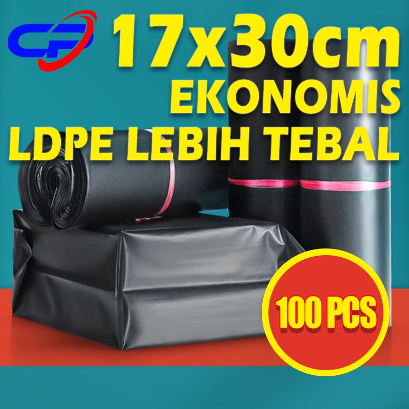 100pcs Kantong Plastik Packing Online Shop LDPE Polymailer Hitam 50 micro Tebal Termurah