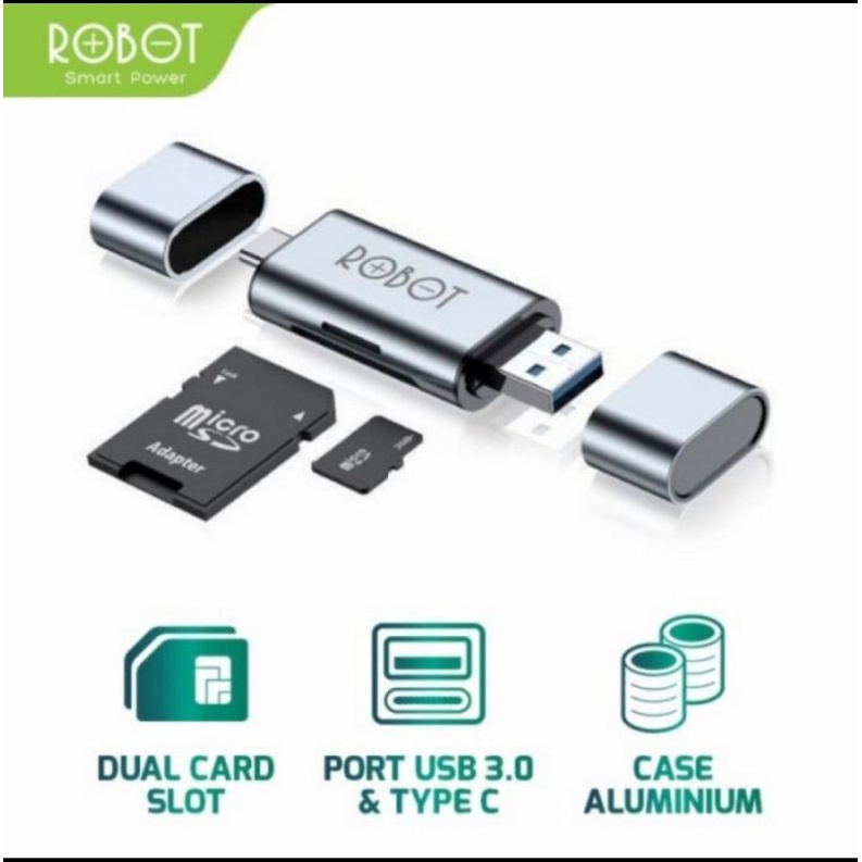 Robot CR202 Card Reader Otg Type C - Card Reader Robot Usb 3.0 + Usb C Original