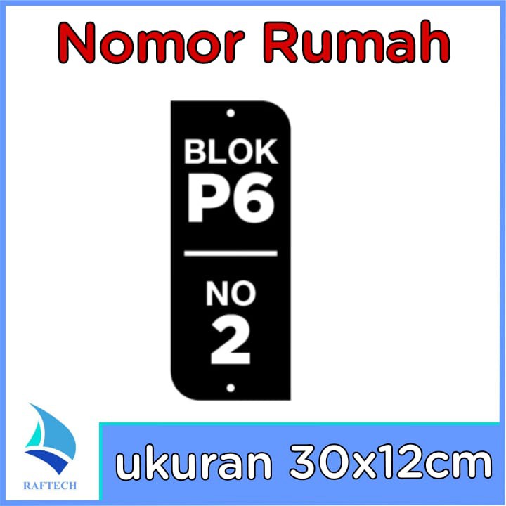 Nomor Rumah Acrylic Timbul Modern 30x12cm | Nomor Rumah