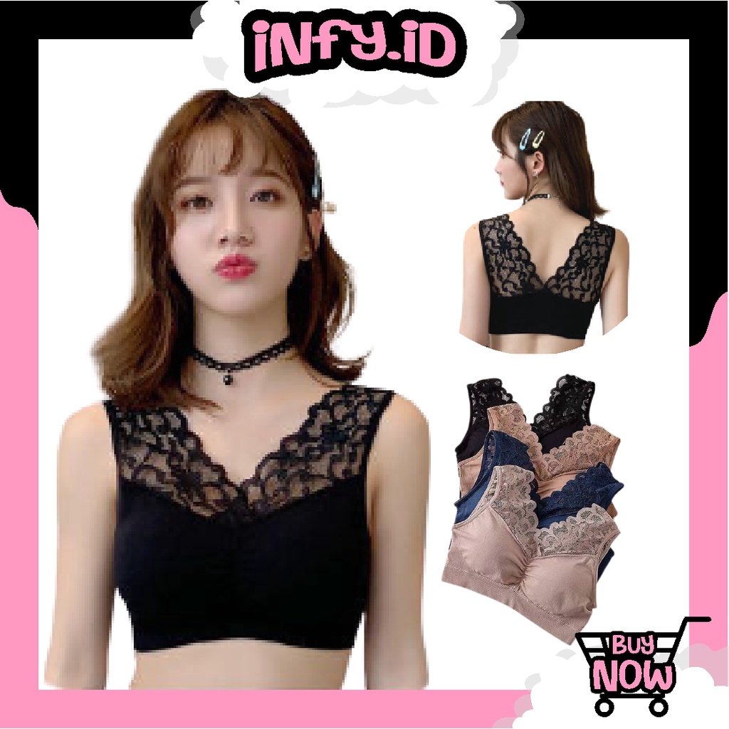 INFY - B055 Bra BH Wanita Tanpa Kawat Bahan Halus Bralette Elastis Sexy dengan Busa IMPORT