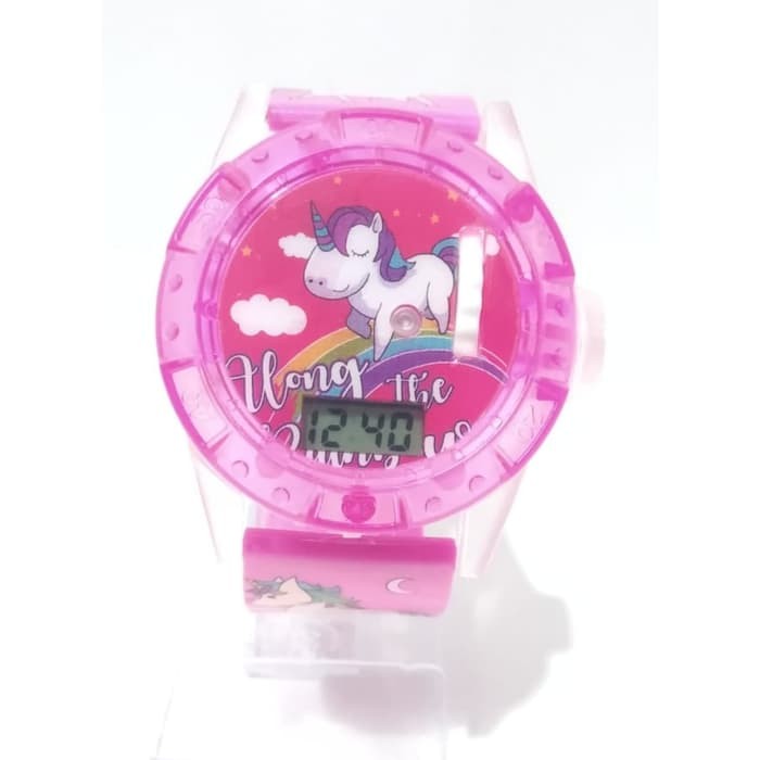 Terbaru Laris! JAM TANGAN ANAK PEREMPUAN UNICORN PROYEKTOR LAMPU HOLOGRAM DIGITAL Murah!