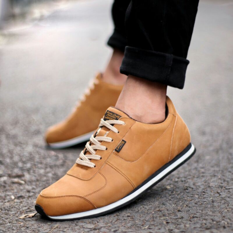 CEVANY MORLEY - Sepatu Casual Sneakers Kulit Pria Original Handmade Jalan Trendy Jogging Model Tali