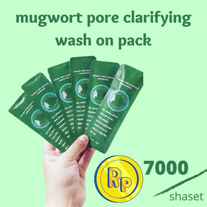 Masker mugwort pore clarifying wash on pack clay wajah jerawat ampuh glow pengecil pori anti aging p