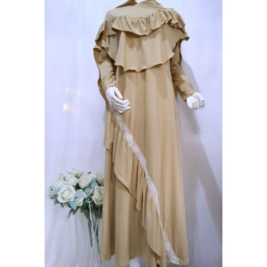 Gamis Jersey Set hijab seruty double layer / Set mix ceruty