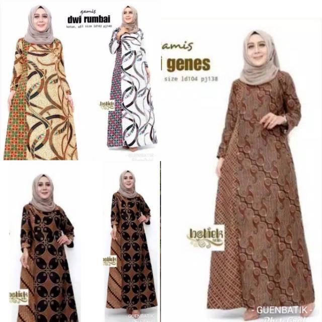 Gamis dwi genes - gamis dwi rumbai || gamis batik kombinasi