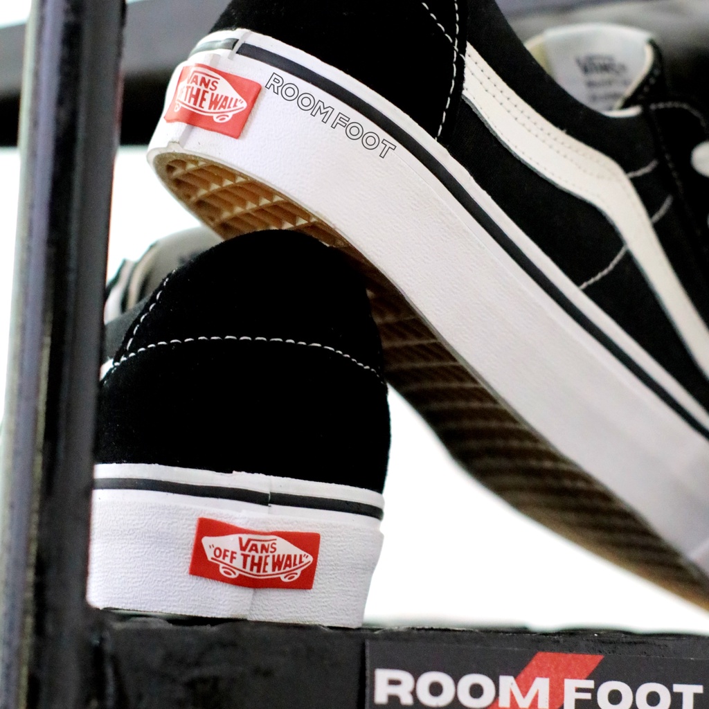 Sepatu Sk8 Low Black White / Sneakers SK8 Pendek Hitam Putih