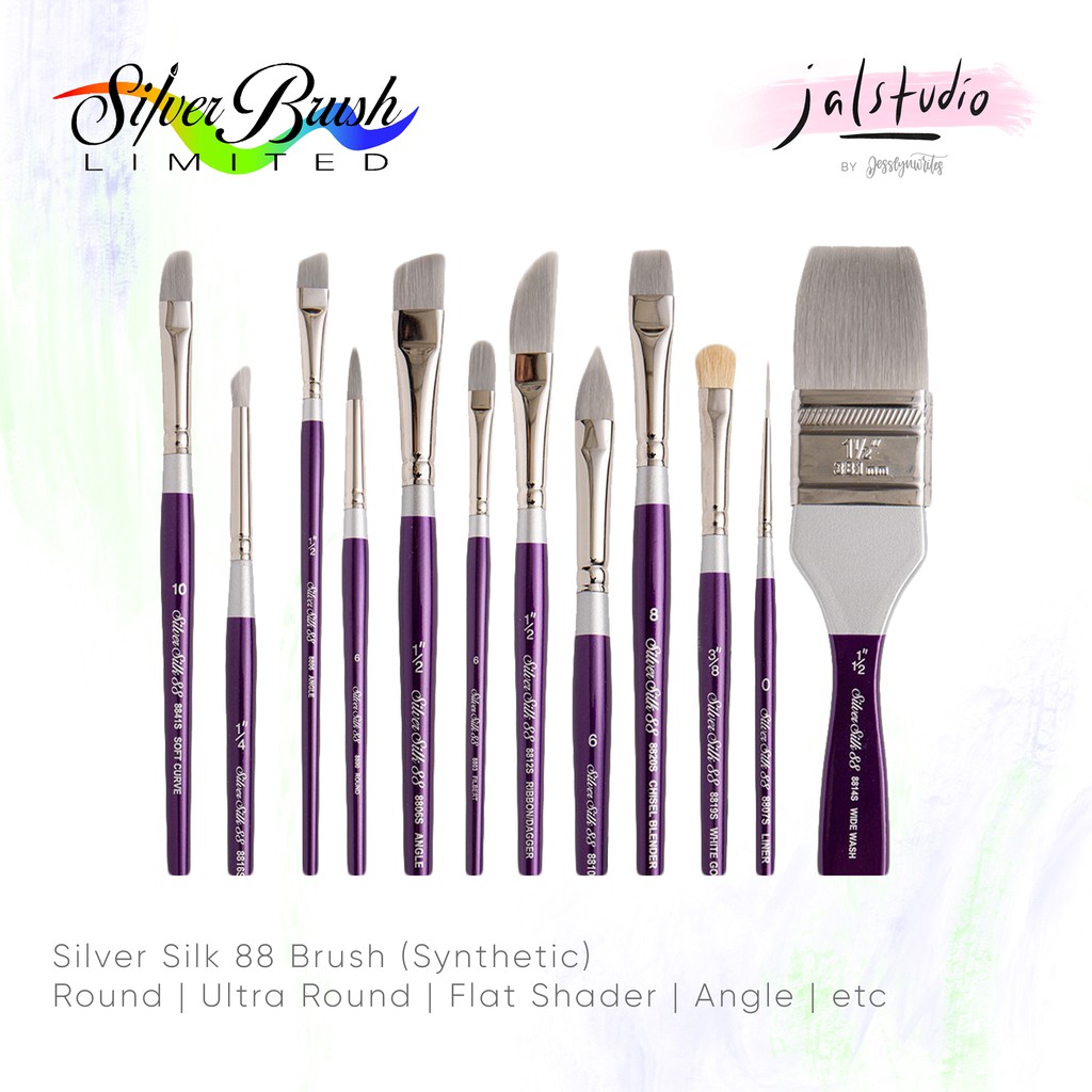 

Silver Silk 88 Silk88 Brush 8800S Synthetic Watercolor Brush Ultra Round Dagger Kuas Cat Air 8831S