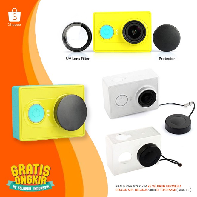 1 Paket! KingMa UV Lens Filter &amp; Protector + Hardcase Transparan for Xiaomi Yi Action Camera