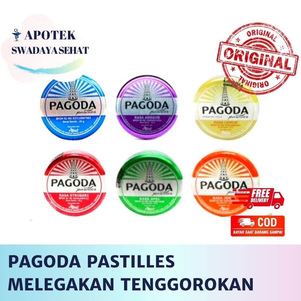 PAGODA PASTILLES Permen 20 GR Rasa Mint Anggur Lemon Stroberi Apel Jeruk 10 GR - Melegakan Tenggorokan Pastiles