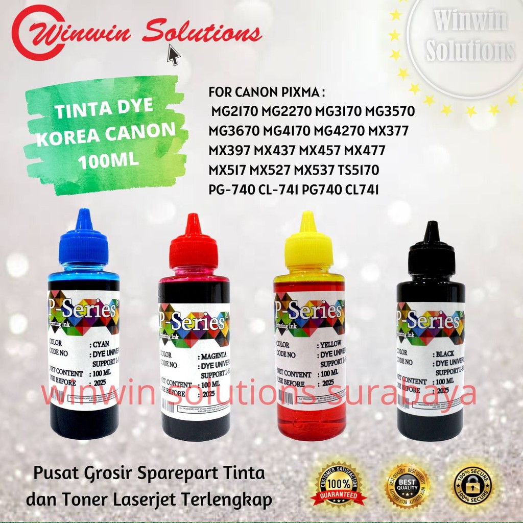 Tinta DYE Korea CANON 100ml Pixma MG2170 MG2270 MG3170 MG3570
