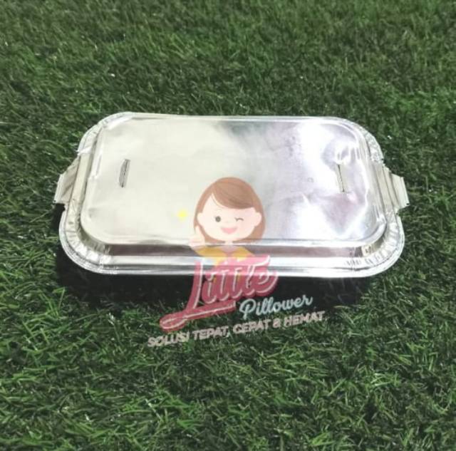 (ISI 50 - AX350+TUTUP) Wadah aluminium foil/Tray nasi panggang 500ml + Tutup/Tray aluminium