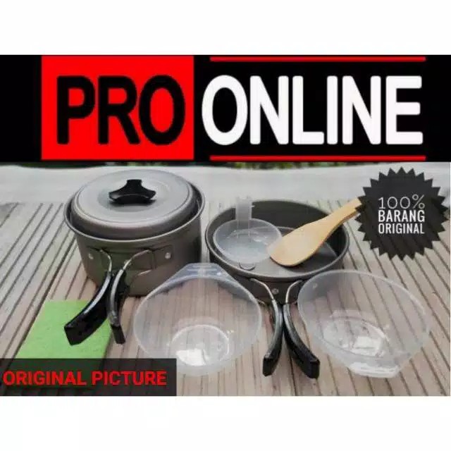 Satu Set Alat Masak Panci Kemping Gunung SY-200 Nesting 2 Person Camping Outdoor Traveling