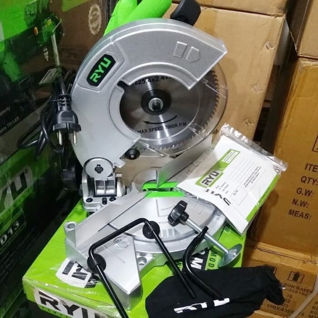 MITRE SAW 7 INCH RYU MESIN GERGAJI PEMOTONG ALUMUNIUM BESI DAN KAYU