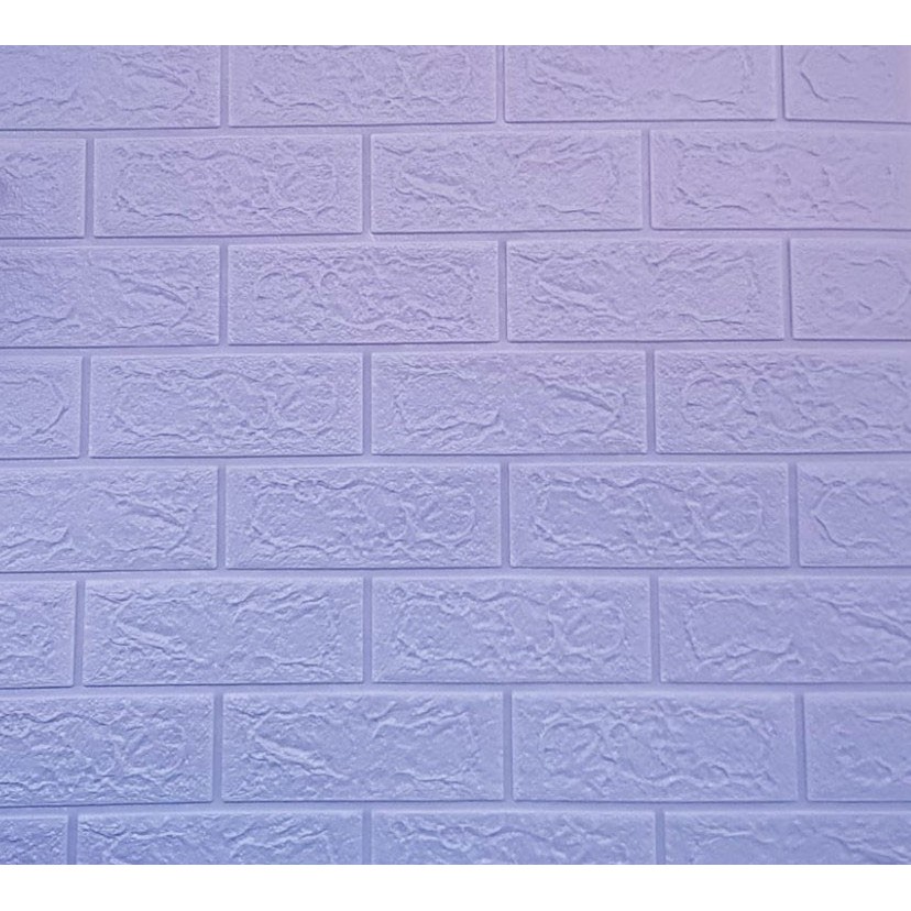 Wallpaper Dinding 3D Foam Brick Batu Bata Ungu Muda