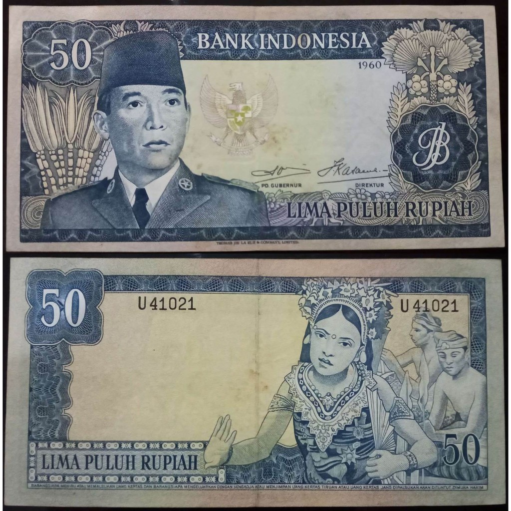 Uang Kuno Rp.50 Satu Huruf "U" Seri Sukarno Tahun 1960