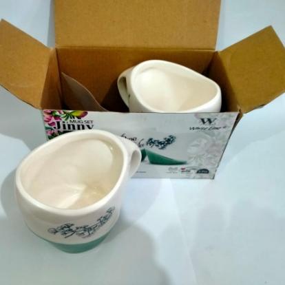 Promo - Mug Gelas Couple Keramik Cangkir Papa Mama JINNY 1 Set 2 biji ~