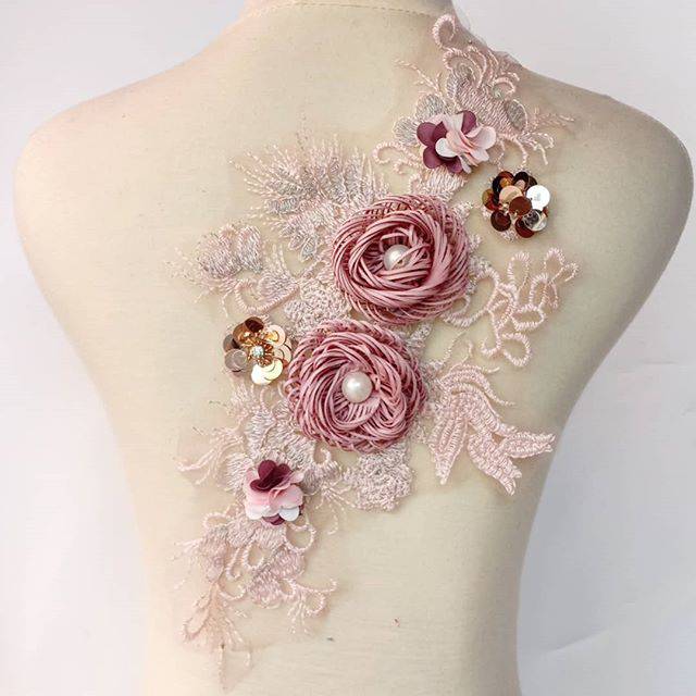 Lace bordir bunga 3d/bordir tempel/aplikasi bordir