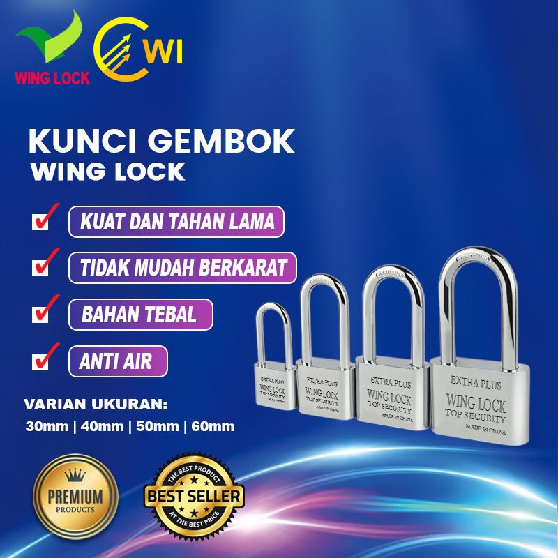 Kunci Gembok PANJANG 30mm 40mm 50mm 60mm WING LOCK