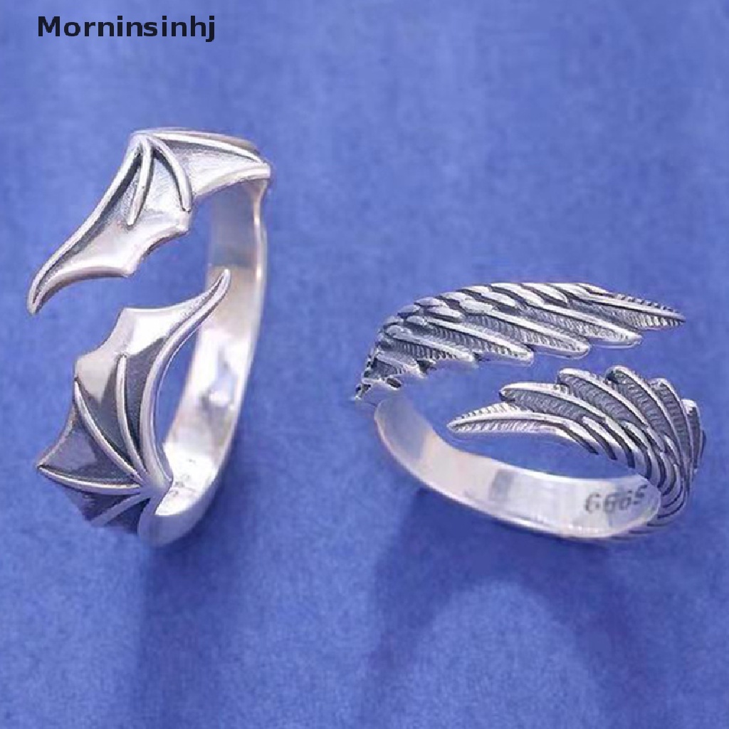 Mornin Cincin Pasangan Sayap Setan Malaikat Untuk Wanita Hip Hop Rings Open Ring Thumb Jewelry id