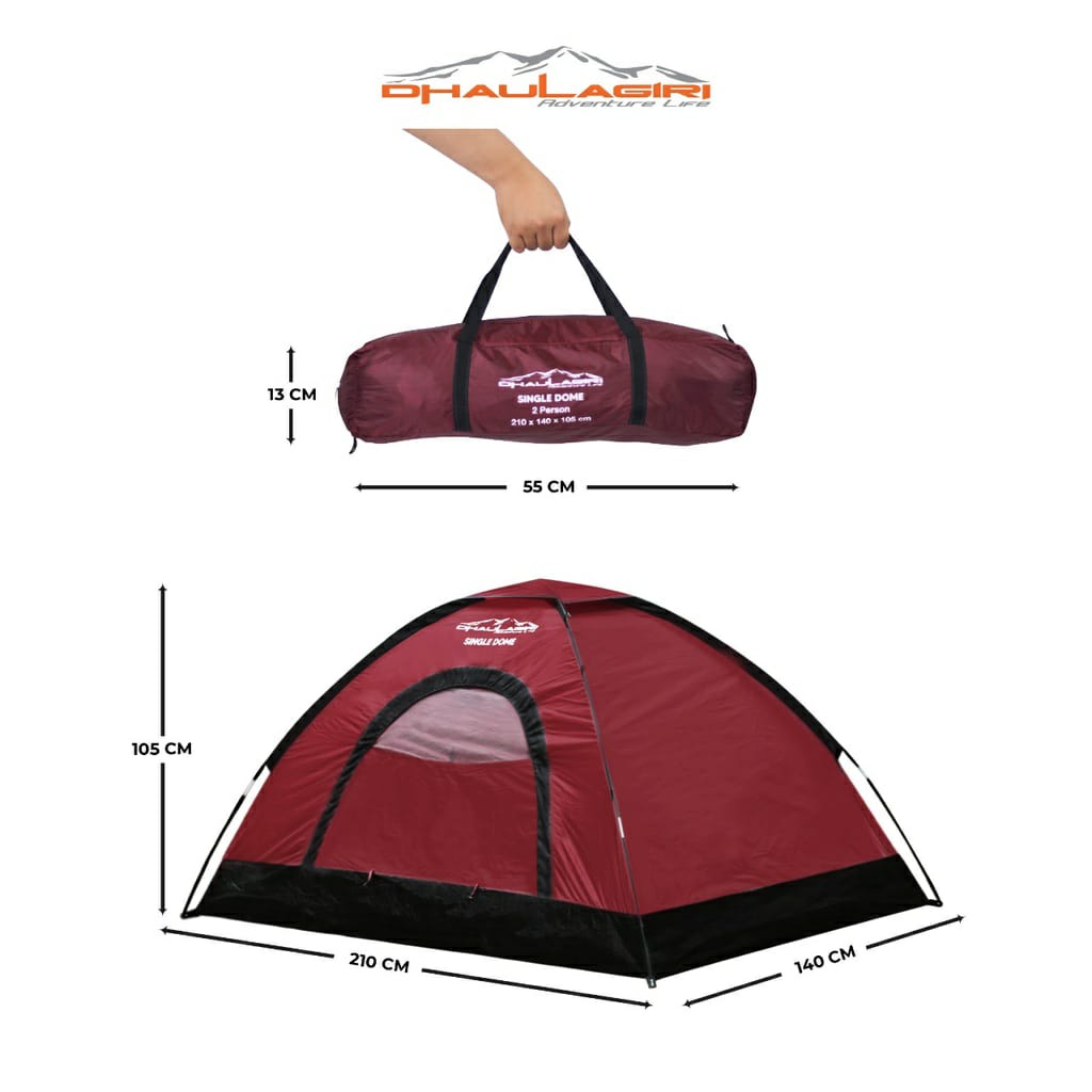 Tenda Dhaulagiri Single Dome - Single Dome Tent Kapasitas 2 Orang Single Layer - Tenda Camping - Tenda hiking