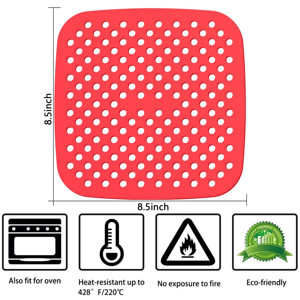 Solighter 2pack Air Fryer Liners Aksesoris Pembuatan Dapur Tikar Merah Dapur Bulat Besar Anti Lengket