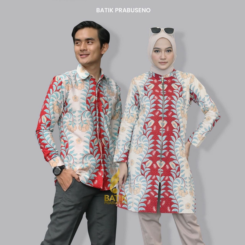 PRABUSENO // Tirtamaya Baju Batik Couple Pasangan Pria Wanita Modern Ori Batik Prabuseno Solo Kemeja