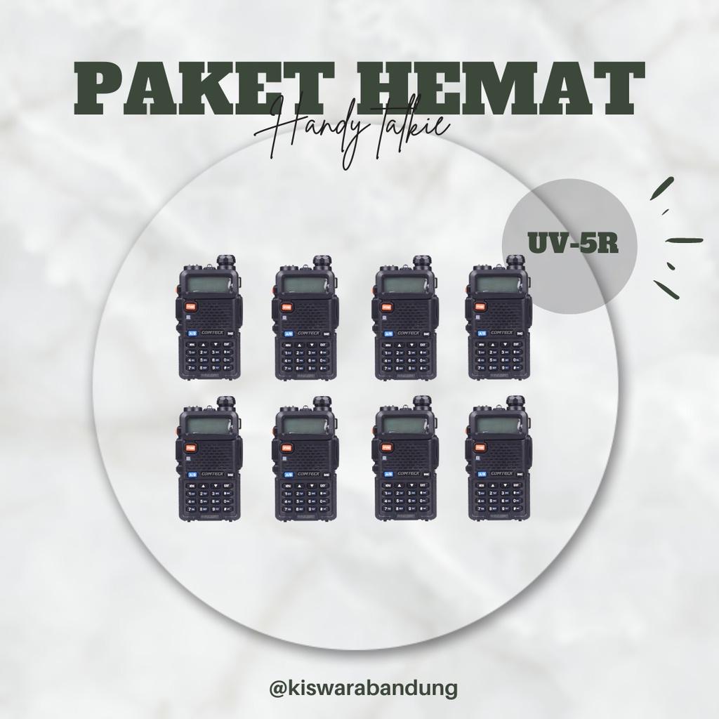 Paket 8 Unit Radio HT Handy Talkie UV-5R Dual Band VHF - UHF kiswarabandung