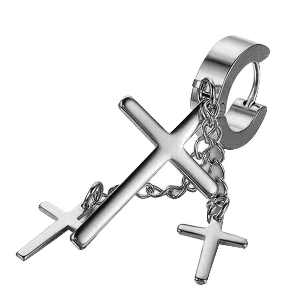 Hu Hu Hu Hu Hu Alat Bantu Pasang Kacamata♡ Anting Gantung Model Salib Banyak Lapis Gaya Punk Untuk Wanita