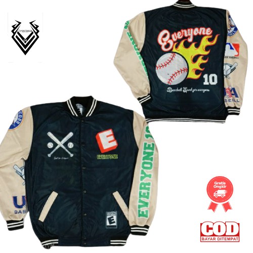 JACKET VARSITY BASEBAAL MOTIP TERBARU PRIA WANITA SAIZE L XL  - JAKET EVERYONE BAYAR DI TEMPAT-E 10 EVERYONE