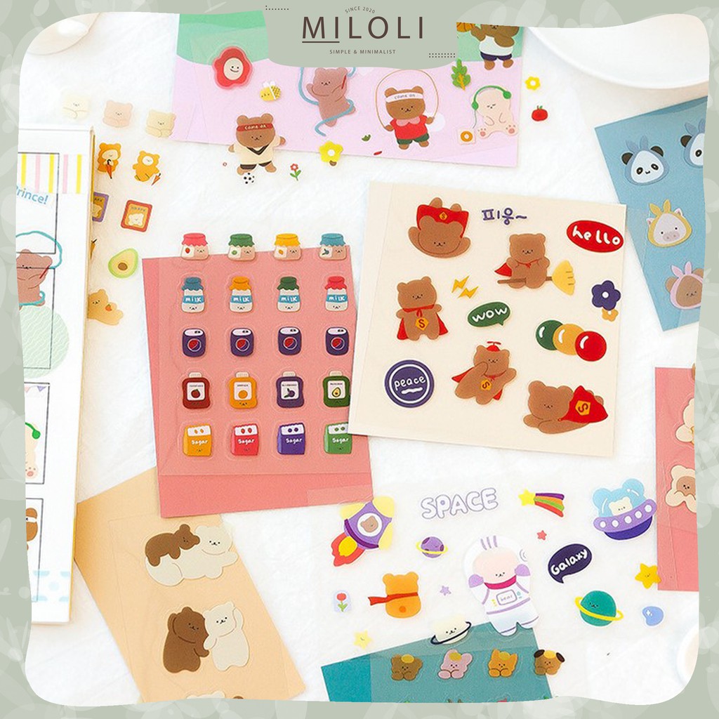 

[MILOLI] 1Pc CUTE BEAR Cartoon PET Stiker DIY Jurnal Scrapbook Diary - B0088