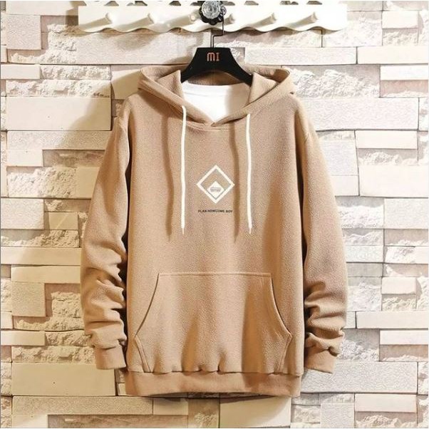 Hoodie Playboy Unisex Lengan Panjang Cream / Hoodie Fleece Murah Meriah / Jaket Cowok Murah Best Sel