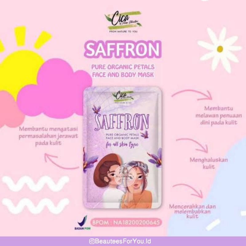 BPOM SAFFRON MASK ORGANIC WITH CENTELLA 20gr BY CICANATURE (cica nature) ORIGINAL