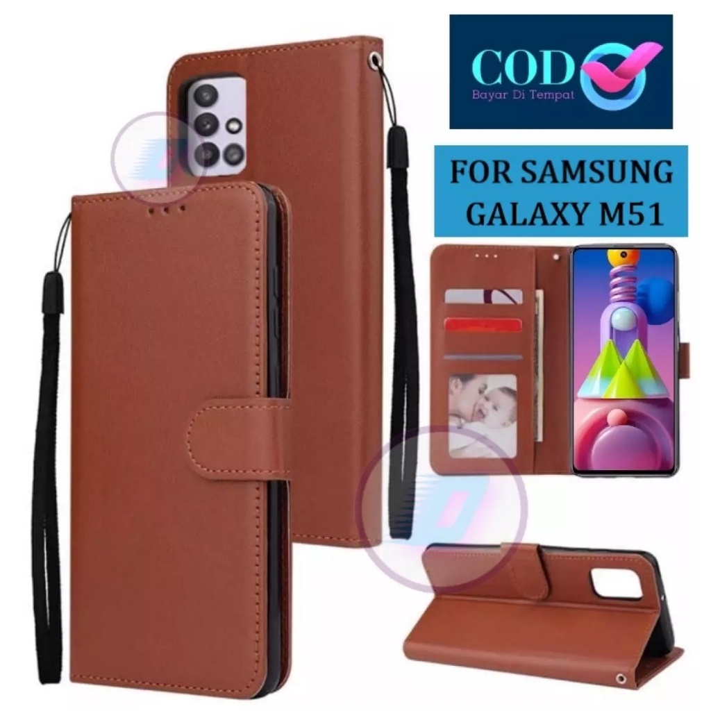 SAMSUNG GALAXY M51 FLIP LEATHER CASE PREMIUM-FLIP WALLET CASE KULIT