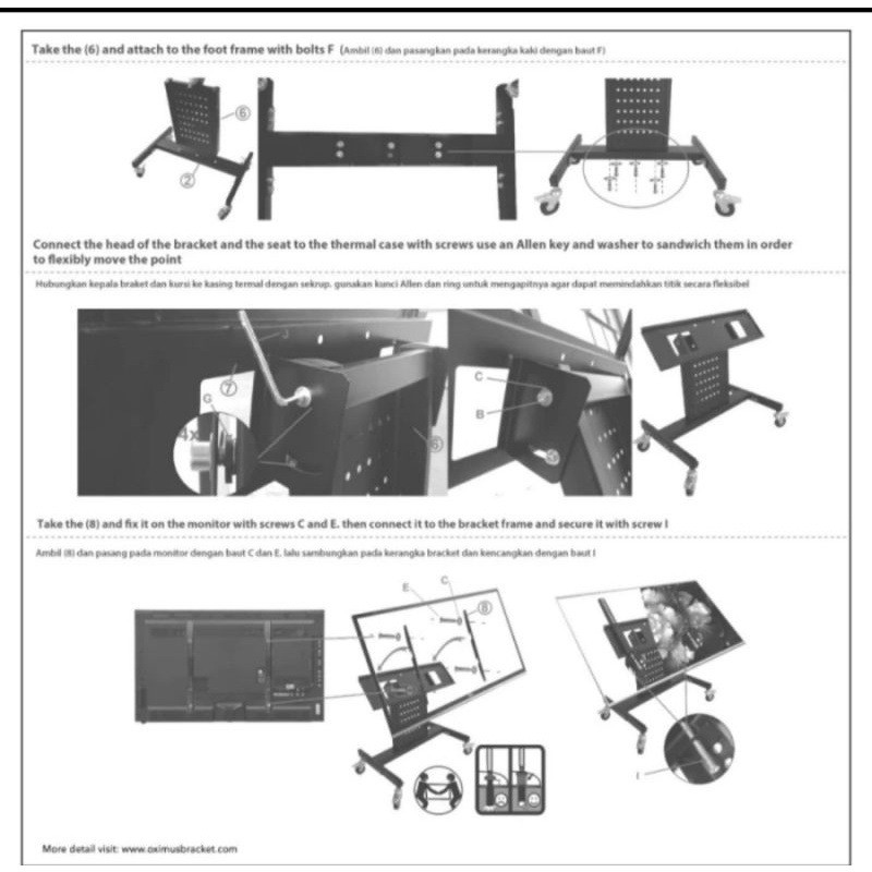 Bracket LED TV Monitor Stand Roda Panggung Oximus TC600 32&quot;-65&quot;