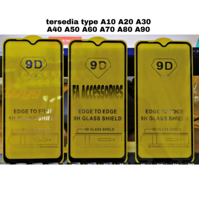 Tempered glass 5d full lem SAMSUNG A10 A20 A20S A30 A40 A50 A50S A60 A70 A80 A90 A10S BLACK / HITAM