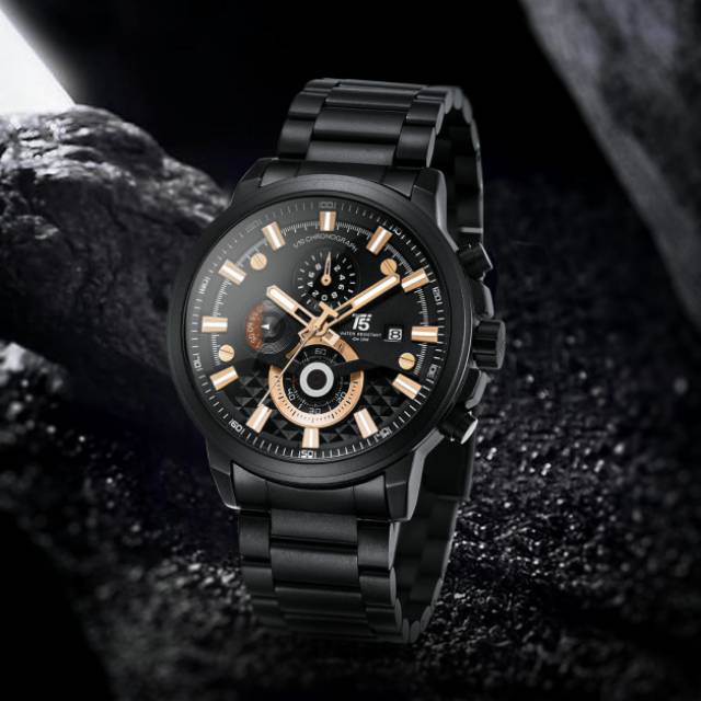 TERMURAH... JAM TANGAN RANTAI PRIA T5 ORIGINAL CHORONOGRAPH