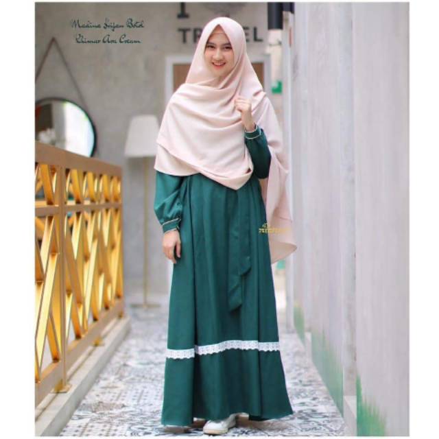 Madina dress by michan hijab gamis katun Madina Medina polos renda casual formal premium branded