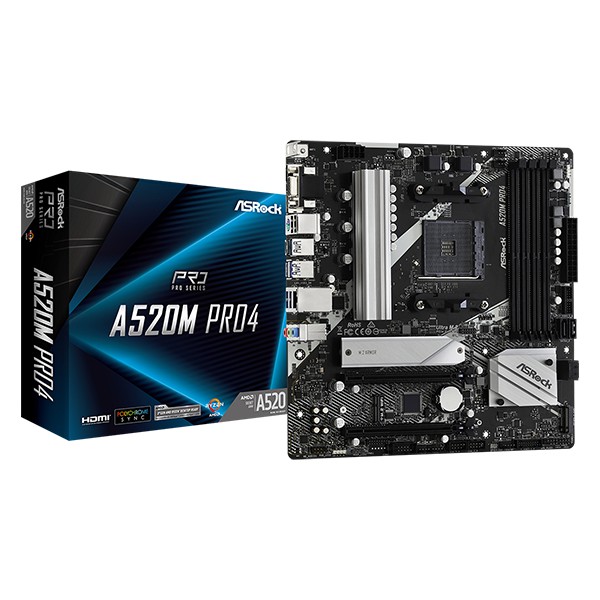ASRock A520M-PRO4 (AM4, A520, DDR4, USB 3.2, SATA3)