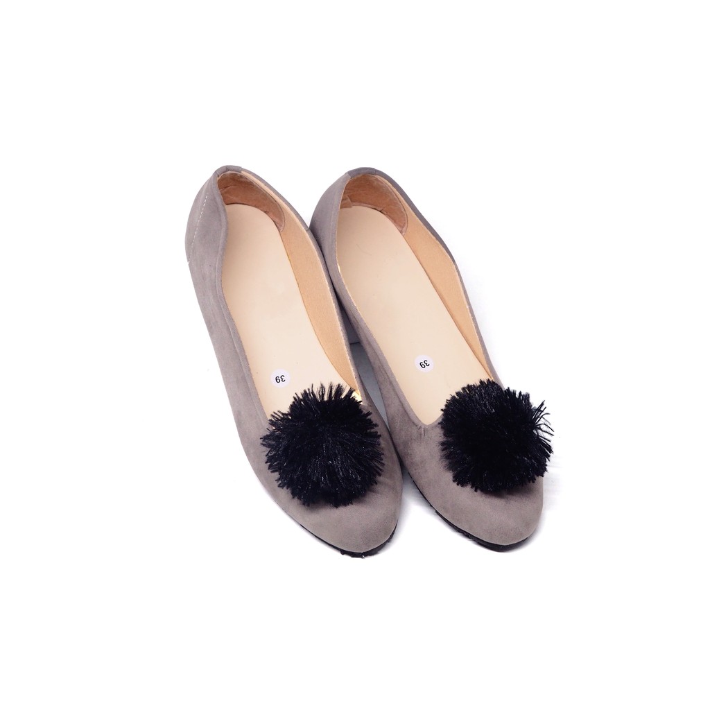 Flatshoes Pompom Suede