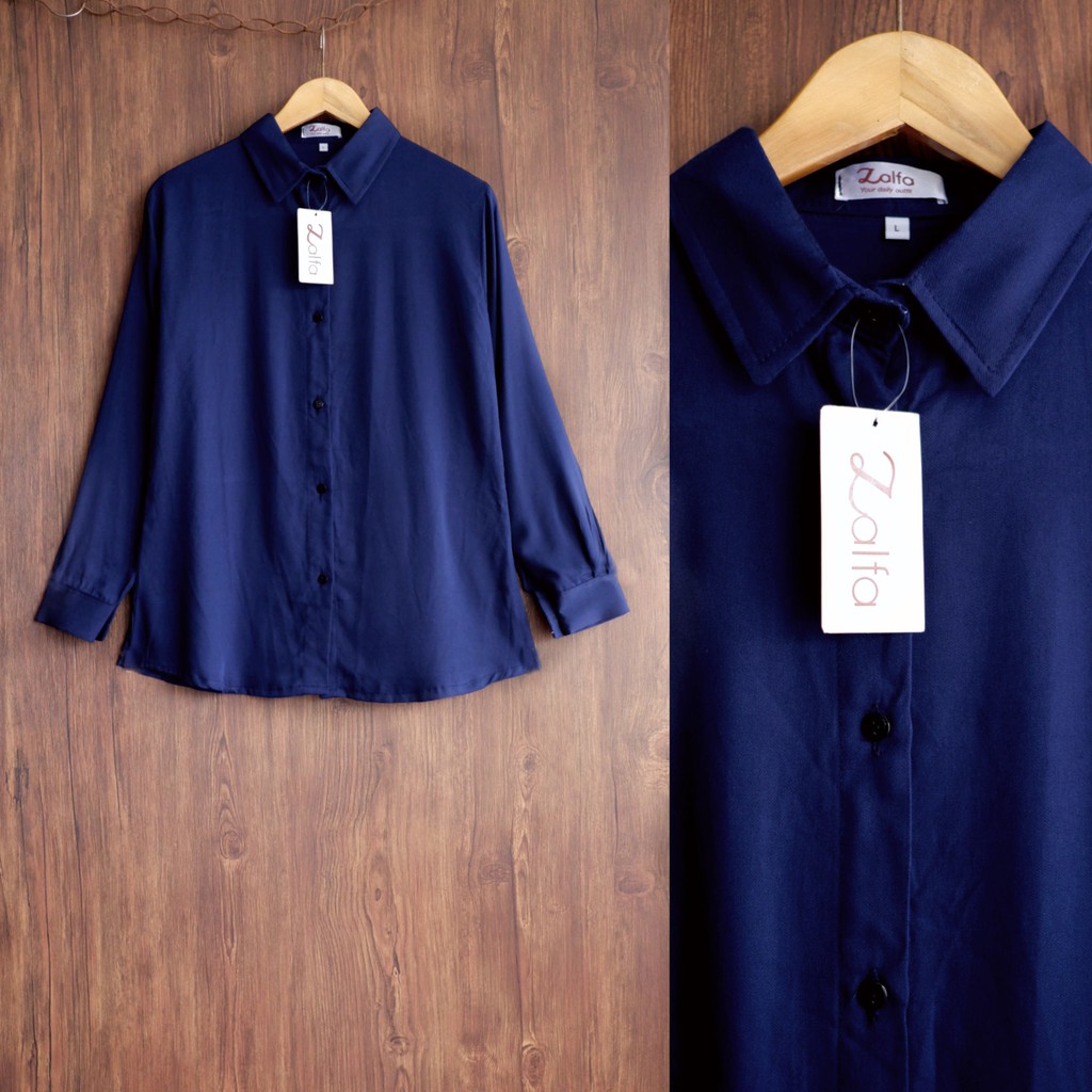 BASIC rayon kemeja by ZALFA OUTFIT-Navy (R.Twill)