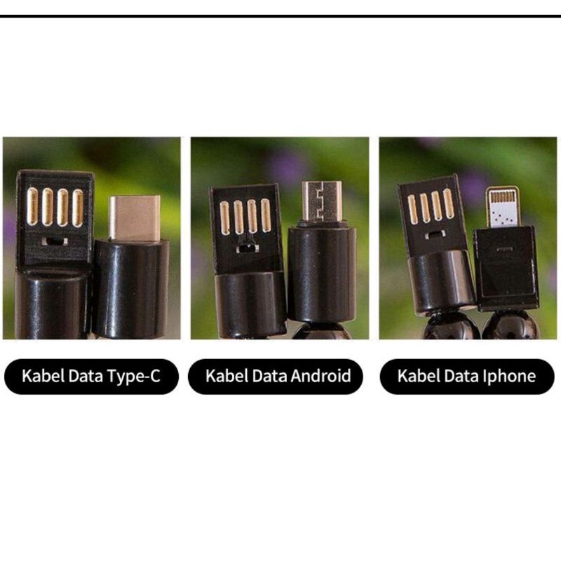 MJ88 Kabel Data Micro USB Tipe Android / Apple / Tipe C Model Gelang Super murah