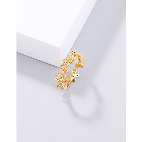 LRC Cincin Fashion Gold Color Gold Color Butterfly Ring With Micro Diamonds V89960