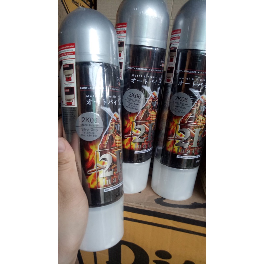 cat semprot samurai pilok pilox samurai epoxy metal metal primer silver grey 2k06 400ml epoxy metal silver grey