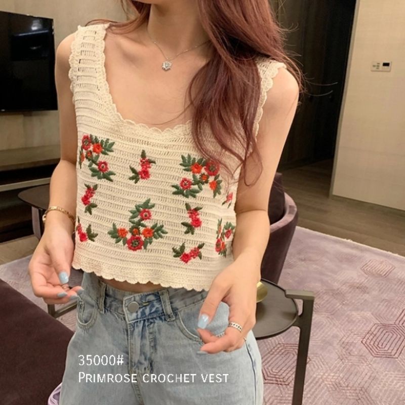 MDLV ~ 35000 PRIMROSE VEST CROP TOP KOREA IMPORT VEST KOREA IMPORT ATASAN IMPORT FASHION IMPORT