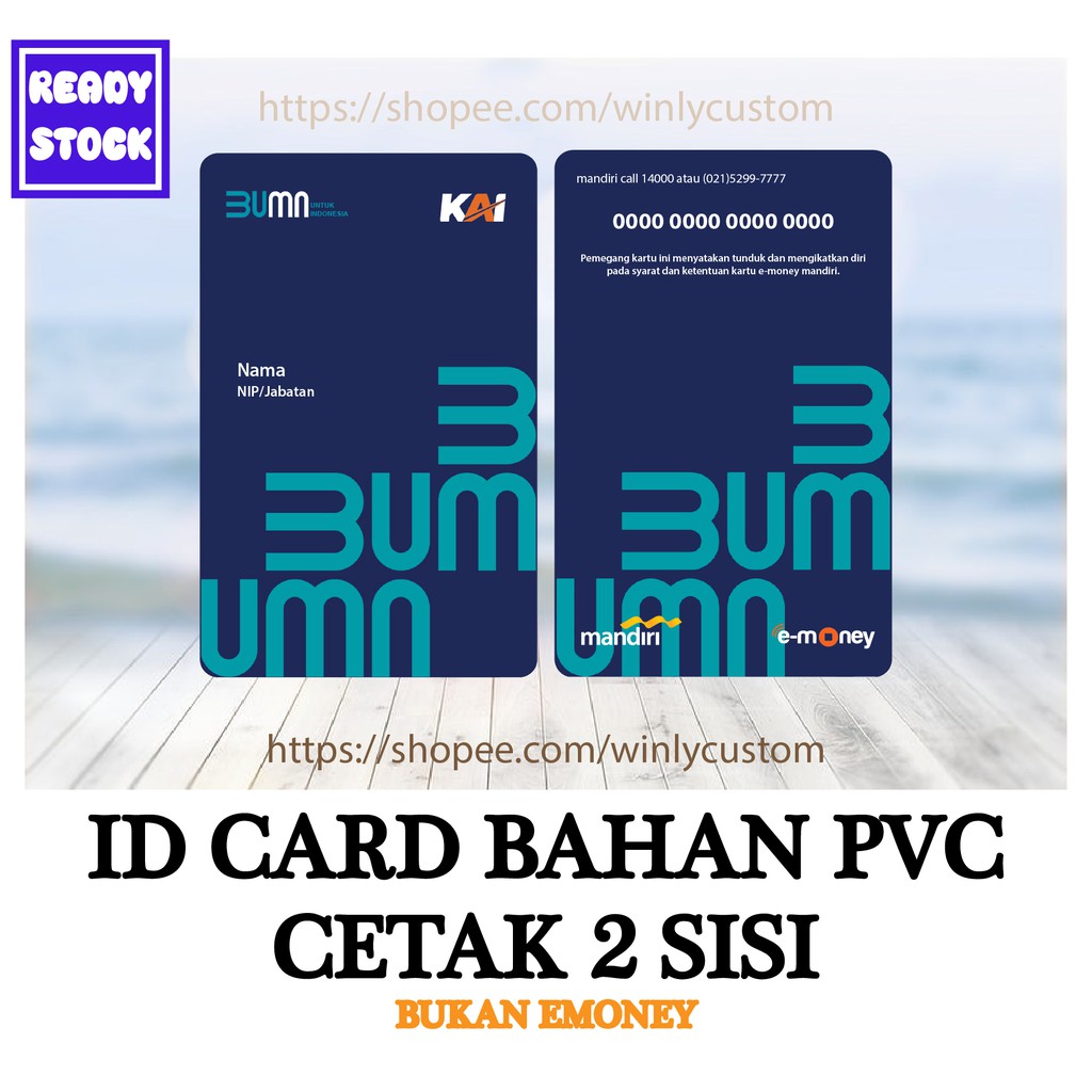 CUSTOM KARTU PVC DESIGN ID CARD KAI BUMN TERBARU BAHAN PVC - 2 SISI