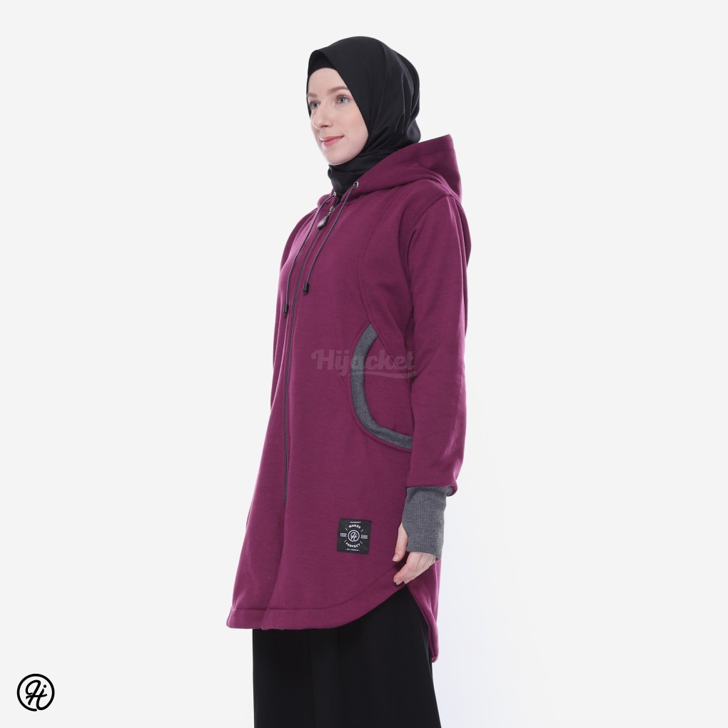 NEW hijacket elektra jaket wanita hoodie all varian warna BURGUNDY L & XL-2