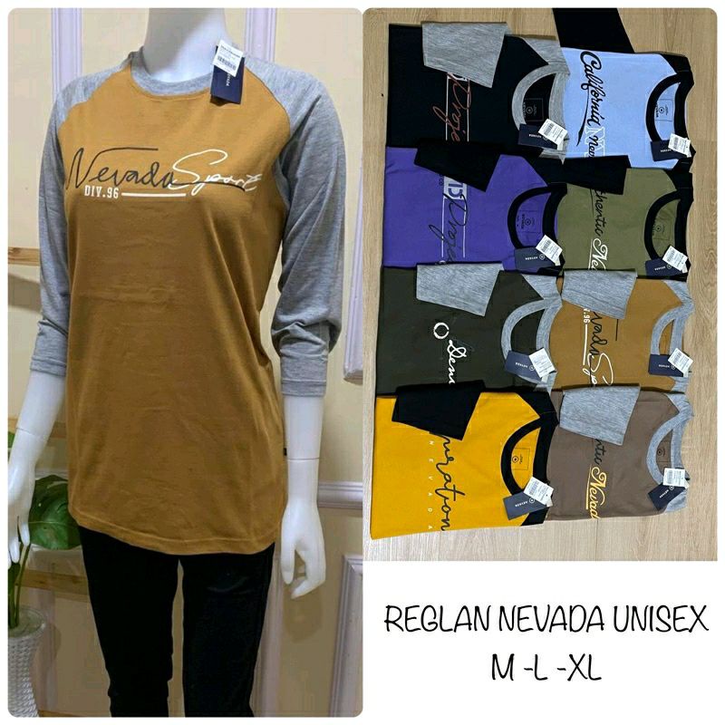 Kaos Seragam Raglan Wanita Couple Reglan Cewek 7/8 Size M L XL Jumbo