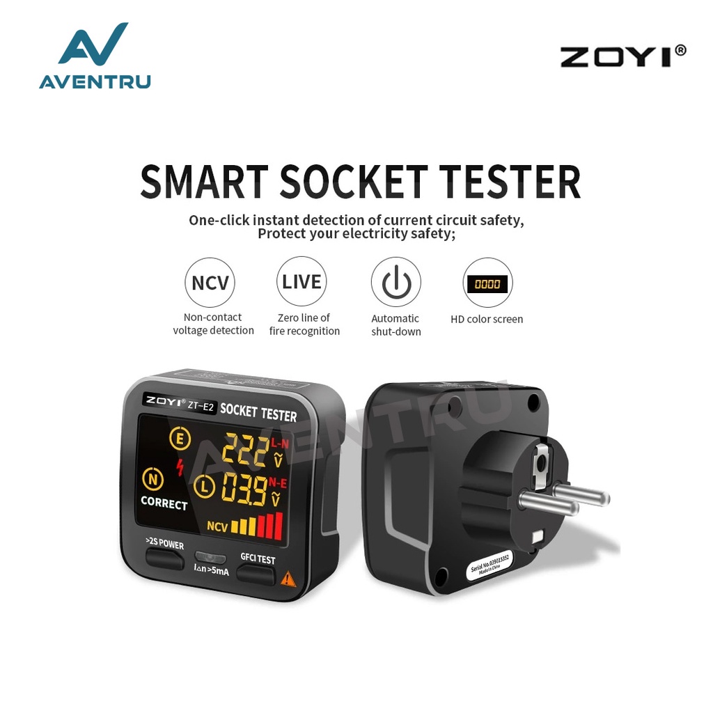 Zoyi ZT-E2 Digital Smart Socket Tester Voltage Test Socket Detector AC