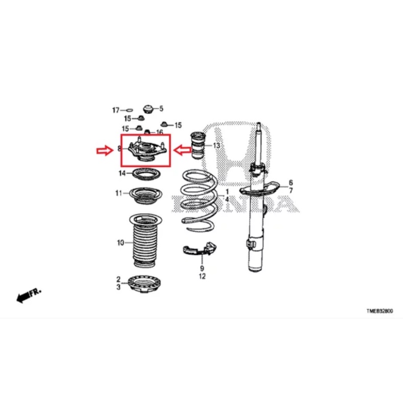 support shock breaker shok breker shockbreker mounting shockbreaker bantalan shock depan crv turbo crv 2018 2019 2020 2021 51670-TMJ-T01